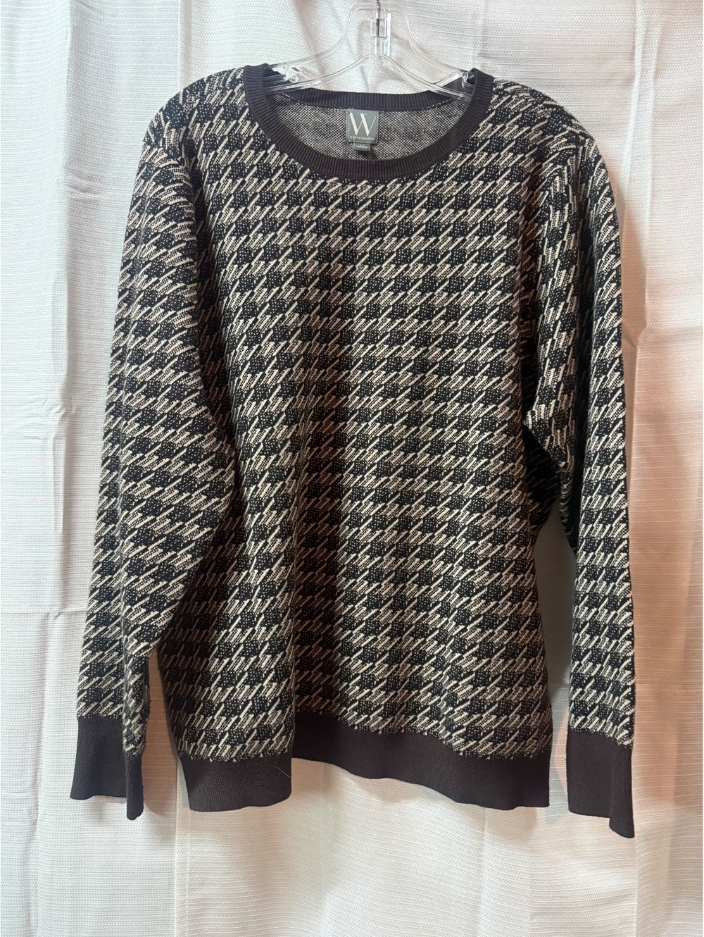 Worthington Women's Plus Size 1X Houndstooth Pullover Sweater